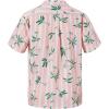 imageMens Hawaiian Shirt Floral Print Aloha Shirt Comfortable Novelty Button Down Shirts Casual Short Sleeve Beachwear for Men2 Pink Striped Palm Trees
