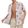 imageMens Hawaiian Shirt Floral Print Aloha Shirt Comfortable Novelty Button Down Shirts Casual Short Sleeve Beachwear for Men2 Pink Striped Palm Trees