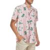 imageMens Hawaiian Shirt Floral Print Aloha Shirt Comfortable Novelty Button Down Shirts Casual Short Sleeve Beachwear for Men2 Pink Striped Palm Trees