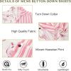 imageMens Hawaiian Shirt Floral Print Aloha Shirt Comfortable Novelty Button Down Shirts Casual Short Sleeve Beachwear for Men2 Pink Striped Palm Trees