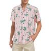 imageMens Hawaiian Shirt Floral Print Aloha Shirt Comfortable Novelty Button Down Shirts Casual Short Sleeve Beachwear for Men2 Pink Striped Palm Trees