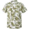 imageMens Hawaiian Shirt Floral Print Aloha Shirt Comfortable Novelty Button Down Shirts Casual Short Sleeve Beachwear for Men2 White Green Leaf