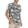 imageMens Hawaiian Shirt Floral Print Aloha Shirt Comfortable Novelty Button Down Shirts Casual Short Sleeve Beachwear for Men3 Skull Flower