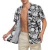 imageMens Hawaiian Shirt Floral Print Aloha Shirt Comfortable Novelty Button Down Shirts Casual Short Sleeve Beachwear for Men3 Skull Flower