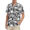 imageMens Hawaiian Shirt Floral Print Aloha Shirt Comfortable Novelty Button Down Shirts Casual Short Sleeve Beachwear for Men3 Skull Flower