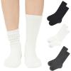 imageAmerican Trends Crew Socks for Women Casual Scrunch Retro Crew Socks Solid Color Stacked Tube Socks3pack Blackwhitegrey