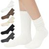 imageAmerican Trends Crew Socks for Women Casual Scrunch Retro Crew Socks Solid Color Stacked Tube Socks5pack1