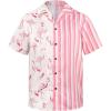 imageHawaiian Shirt for Men Button Down Short Sleeve Casual Beach Shirt Summer Wear Stylish Tropical Print Shirts2 Pink Flamingo