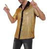 imageMens 70S Disco Outfits Sequin Shirt Short Sleeve Button Down Shirts Party Novelty Shirts Nightclub Christmas Prom CostumeGold2