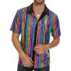 imageMens 70S Disco Outfits Sequin Shirt Short Sleeve Button Down Shirts Party Novelty Shirts Nightclub Christmas Prom CostumeRainbow