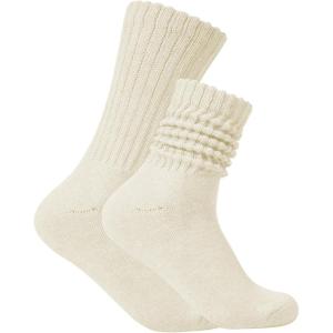 imageAmerican Trends Crew Socks for Women Casual Scrunch Retro Crew Socks Solid Color Stacked Tube SocksBeige