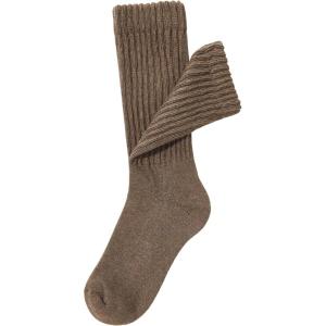 imageAmerican Trends Crew Socks for Women Casual Scrunch Retro Crew Socks Solid Color Stacked Tube SocksCoffee