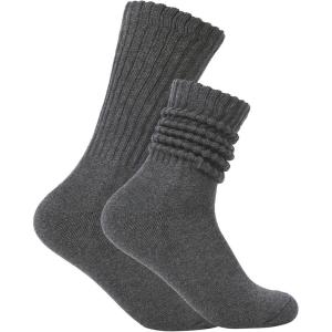 imageAmerican Trends Crew Socks for Women Casual Scrunch Retro Crew Socks Solid Color Stacked Tube SocksGrey