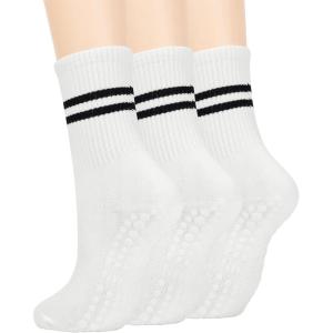 imageAmerican Trends Pilates Socks with Grips for Women Yoga Socks Barre Socks Non Slip Socks3 Pairswhite