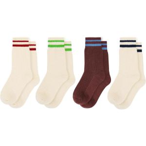 imageAmerican Trends Womens Striped Socks Retro Crew Socks Women Slouchy Athletic Calf Tube Socks4pack1