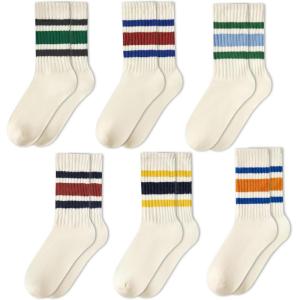 imageAmerican Trends Womens Striped Socks Retro Crew Socks Women Slouchy Athletic Calf Tube Socks6pack1