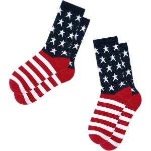 imageAmerican Trends Womens Striped Socks Retro Crew Socks Women Slouchy Athletic Calf Tube SocksAmerican Flag 2pack