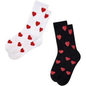 imageAmerican Trends Womens Striped Socks Retro Crew Socks Women Slouchy Athletic Calf Tube SocksHeart 2pack