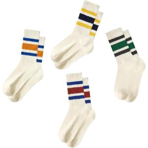 imageAmerican Trends Womens Striped Socks Retro Crew Socks Women Slouchy Athletic Calf Tube SocksMulticolor41