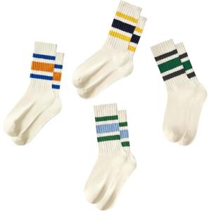 imageAmerican Trends Womens Striped Socks Retro Crew Socks Women Slouchy Athletic Calf Tube SocksMulticolor42