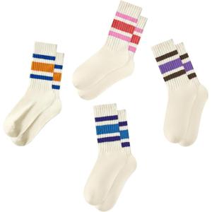 imageAmerican Trends Womens Striped Socks Retro Crew Socks Women Slouchy Athletic Calf Tube SocksMulticolor43