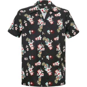 imageHawaiian Shirt for Men Button Down Short Sleeve Casual Beach Shirt Summer Wear Stylish Tropical Print Shirts1 Pineapple Flower