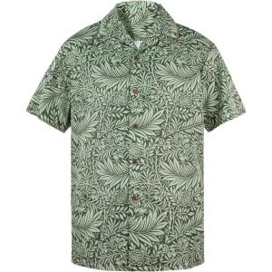 imageHawaiian Shirt for Men Button Down Short Sleeve Casual Beach Shirt Summer Wear Stylish Tropical Print Shirts2 Green Leaf
