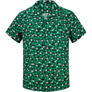 imageHawaiian Shirt for Men Button Down Short Sleeve Casual Beach Shirt Summer Wear Stylish Tropical Print Shirts3 Clover