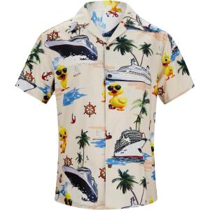 imageMens Hawaiian Shirt Floral Print Aloha Shirt Comfortable Novelty Button Down Shirts Casual Short Sleeve Beachwear for Men1 Cruise Duck