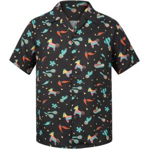imageMens Hawaiian Shirt Floral Print Aloha Shirt Comfortable Novelty Button Down Shirts Casual Short Sleeve Beachwear for Men3 Cinco De Mayo Black