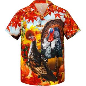 imageMens Hawaiian Shirt Floral Print Aloha Shirt Comfortable Novelty Button Down Shirts Casual Short Sleeve Beachwear for Men3 Turkey Painting