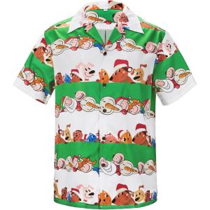 imageMens Hawaiian Shirt Floral Print Aloha Shirt Comfortable Novelty Button Down Shirts Casual Short Sleeve Beachwear for Men4 Christmas Stripe