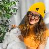 imageAmerican Trends Beanie for Men Women Winter Beanie Hat Cute Smiley Face Beanie Knit Hat Warm Soft Slouchy Beanie SmileyWorldA Yellow