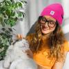imageAmerican Trends Beanie for Men Women Winter Beanie Hat Cute Smiley Face Beanie Knit Hat Warm Soft Slouchy Beanie SmileyWorldHotpink