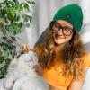 imageAmerican Trends Beanie for Men Women Winter Beanie Hat Cute Smiley Face Beanie Knit Hat Warm Soft Slouchy Beanie SmileyWorldLight Green
