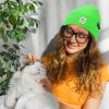 imageAmerican Trends Beanie for Men Women Winter Beanie Hat Cute Smiley Face Beanie Knit Hat Warm Soft Slouchy Beanie SmileyWorldNeongreen