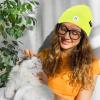 imageAmerican Trends Beanie for Men Women Winter Beanie Hat Cute Smiley Face Beanie Knit Hat Warm Soft Slouchy Beanie SmileyWorldNeonyellow