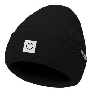 imageAmerican Trends Beanie for Men Women Winter Beanie Hat Cute Smiley Face Beanie Knit Hat Warm Soft Slouchy Beanie SmileyWorldA Black