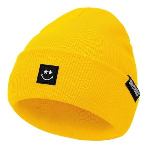 imageAmerican Trends Beanie for Men Women Winter Beanie Hat Cute Smiley Face Beanie Knit Hat Warm Soft Slouchy Beanie SmileyWorldA Yellow