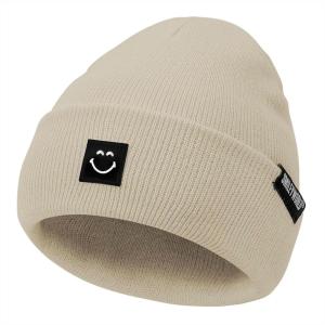 imageAmerican Trends Beanie for Men Women Winter Beanie Hat Cute Smiley Face Beanie Knit Hat Warm Soft Slouchy Beanie SmileyWorldBeige
