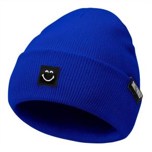 imageAmerican Trends Beanie for Men Women Winter Beanie Hat Cute Smiley Face Beanie Knit Hat Warm Soft Slouchy Beanie SmileyWorldBlue