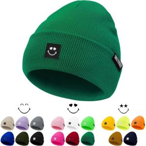 imageAmerican Trends Beanie for Men Women Winter Beanie Hat Cute Smiley Face Beanie Knit Hat Warm Soft Slouchy Beanie SmileyWorldLight Green
