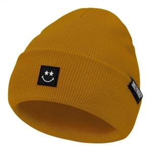 imageAmerican Trends Beanie for Men Women Winter Beanie Hat Cute Smiley Face Beanie Knit Hat Warm Soft Slouchy Beanie SmileyWorldTigeryellow