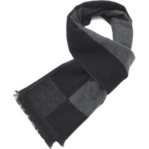 imageAmerican Trends Mens Winter Wool Scarf Plaid Tassel Scarf for Fall and Winter Long Soft Knit Fashion Classic Neck ScarvesBlack Grey Square