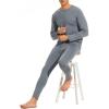 imageAmerican Trends Mens Thermal Underwear Ultra Soft Long Johns with Fleece Lined Base LayerGrey