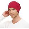 imageUnisex Slouchy Beanie Cotton Lightweight Beanie Hat Skull Cap Night Sleep Hat HipHop HatA Red