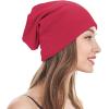 imageUnisex Slouchy Beanie Cotton Lightweight Beanie Hat Skull Cap Night Sleep Hat HipHop HatA Red