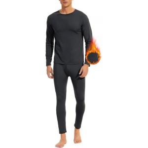 imageAmerican Trends Mens Thermal Underwear Ultra Soft Long Johns with Fleece Lined Base LayerCharcoal Grey