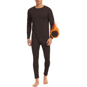 imageAmerican Trends Mens Thermal Underwear Ultra Soft Long Johns with Fleece Lined Base LayerCoffee
