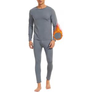 imageAmerican Trends Mens Thermal Underwear Ultra Soft Long Johns with Fleece Lined Base LayerGrey